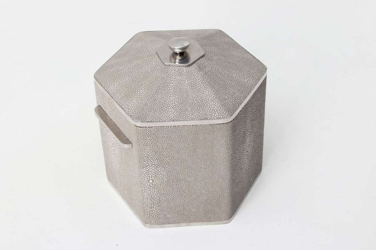 Faux Shagreen Otis Ice Bucket Barley, alternative angle - buy homeware, tableware and interior accessories at Inside Living