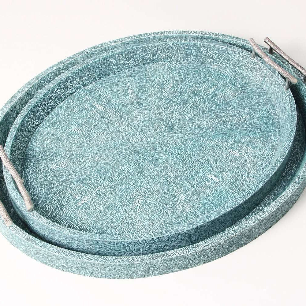 Faux Shagreen Oval Serving Tray Teal, alternative angle - buy homeware, tableware and interior accessories at Inside Living
