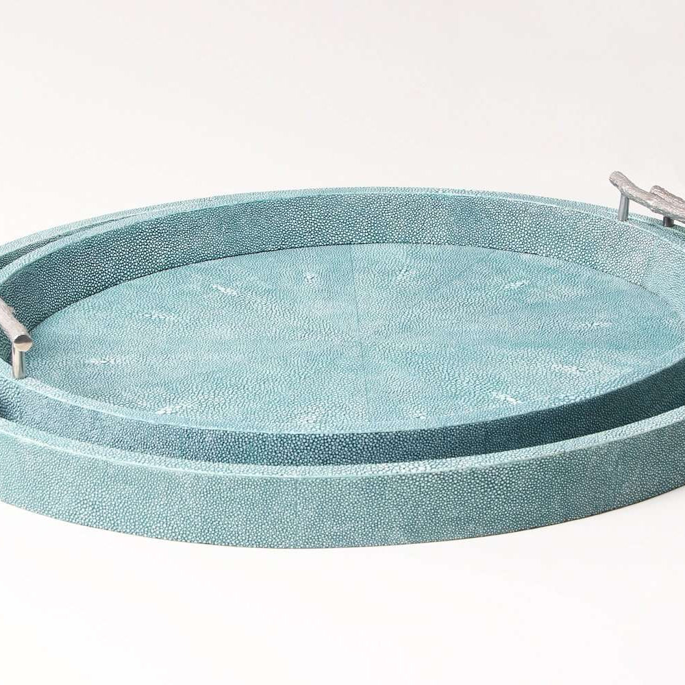 Faux Shagreen Oval Serving Tray Teal, detail view - buy homeware, tableware and interior accessories at Inside Living