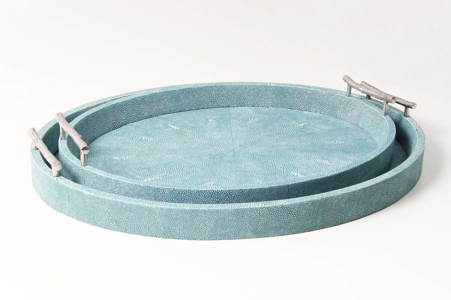 Faux Shagreen Oval Serving Tray Teal, detail view - buy homeware, tableware and interior accessories at Inside Living