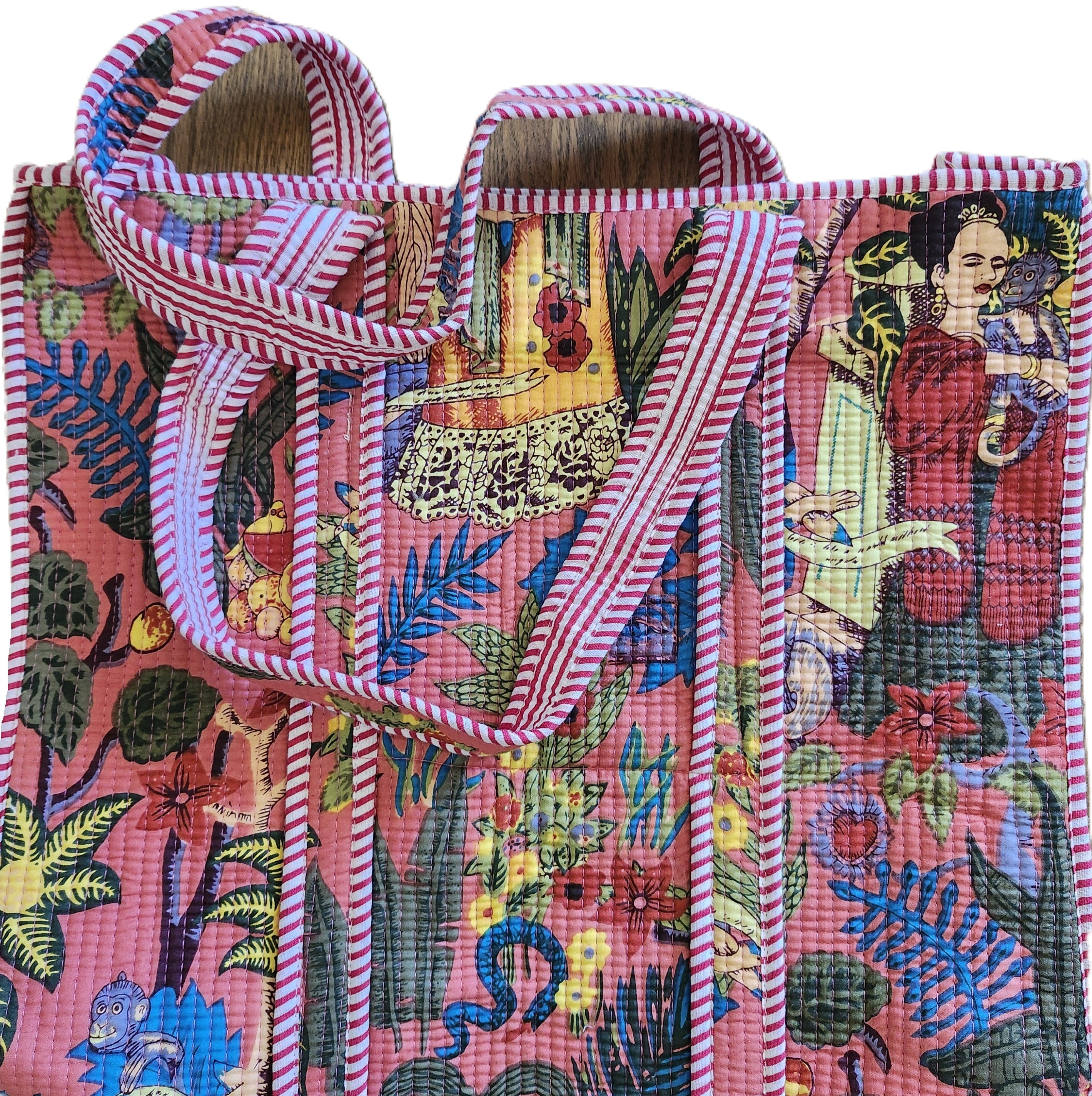 Block Print Shopper Bag Frida: block-printed cotton bag for everyday use, from Inside Living Singapore. Alternative angle.