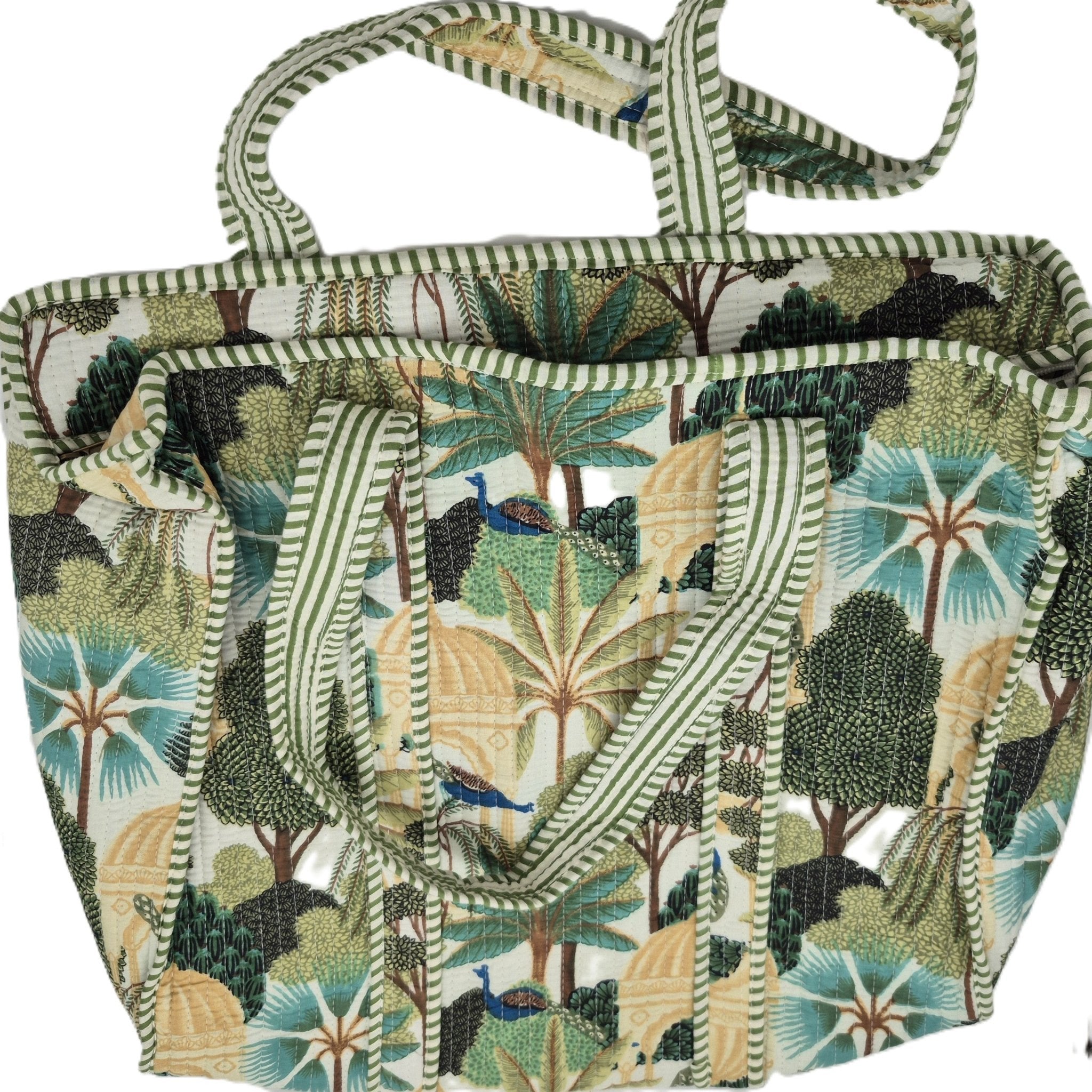 Block Print Shopper Bag Assorted: block-printed cotton bag for everyday use, from Inside Living Singapore. Alternative angle.