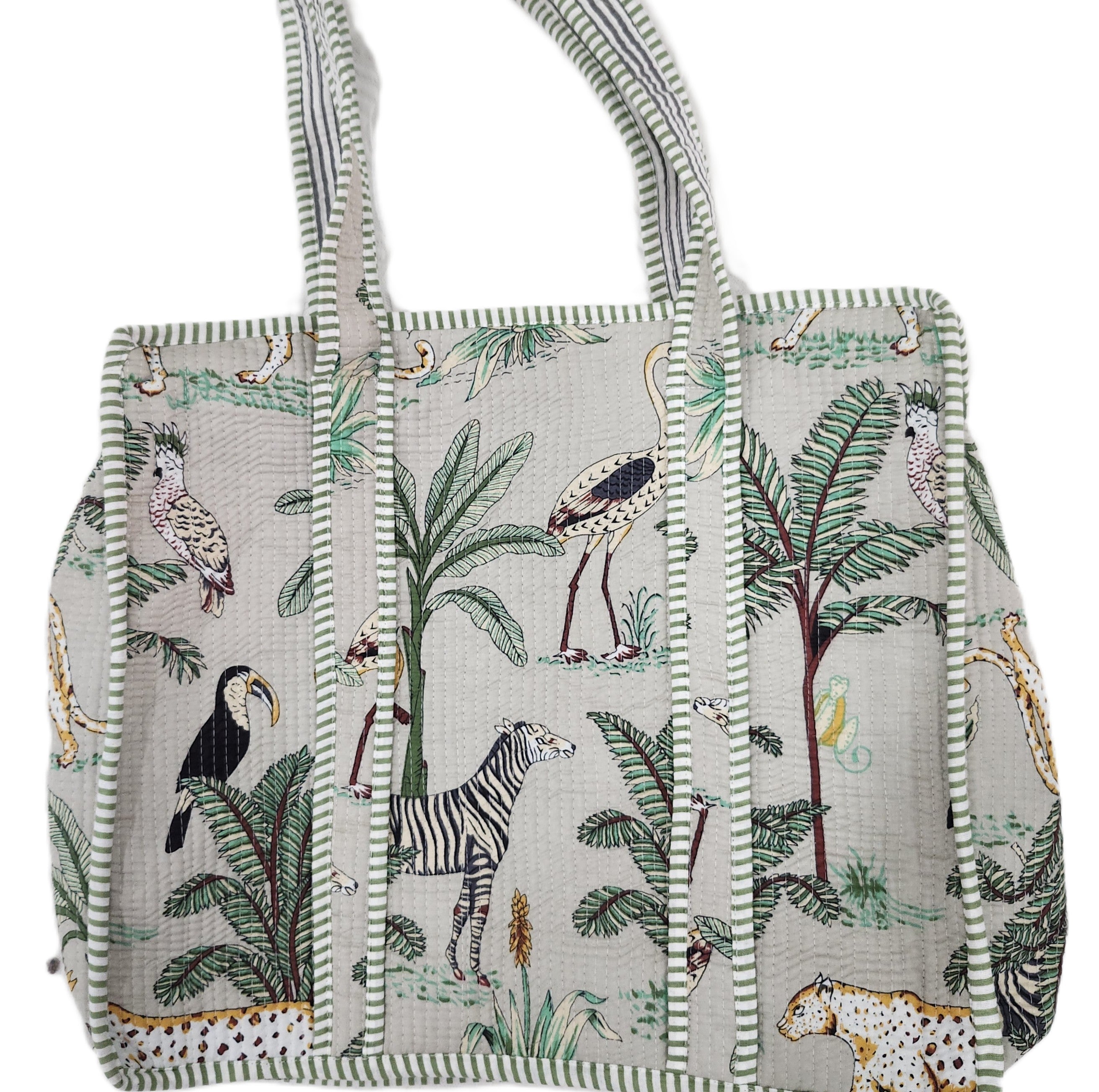 Block Print Shopper Bag Safari, part of the Handbags collection at Inside Living Singapore, shown with its packaging.