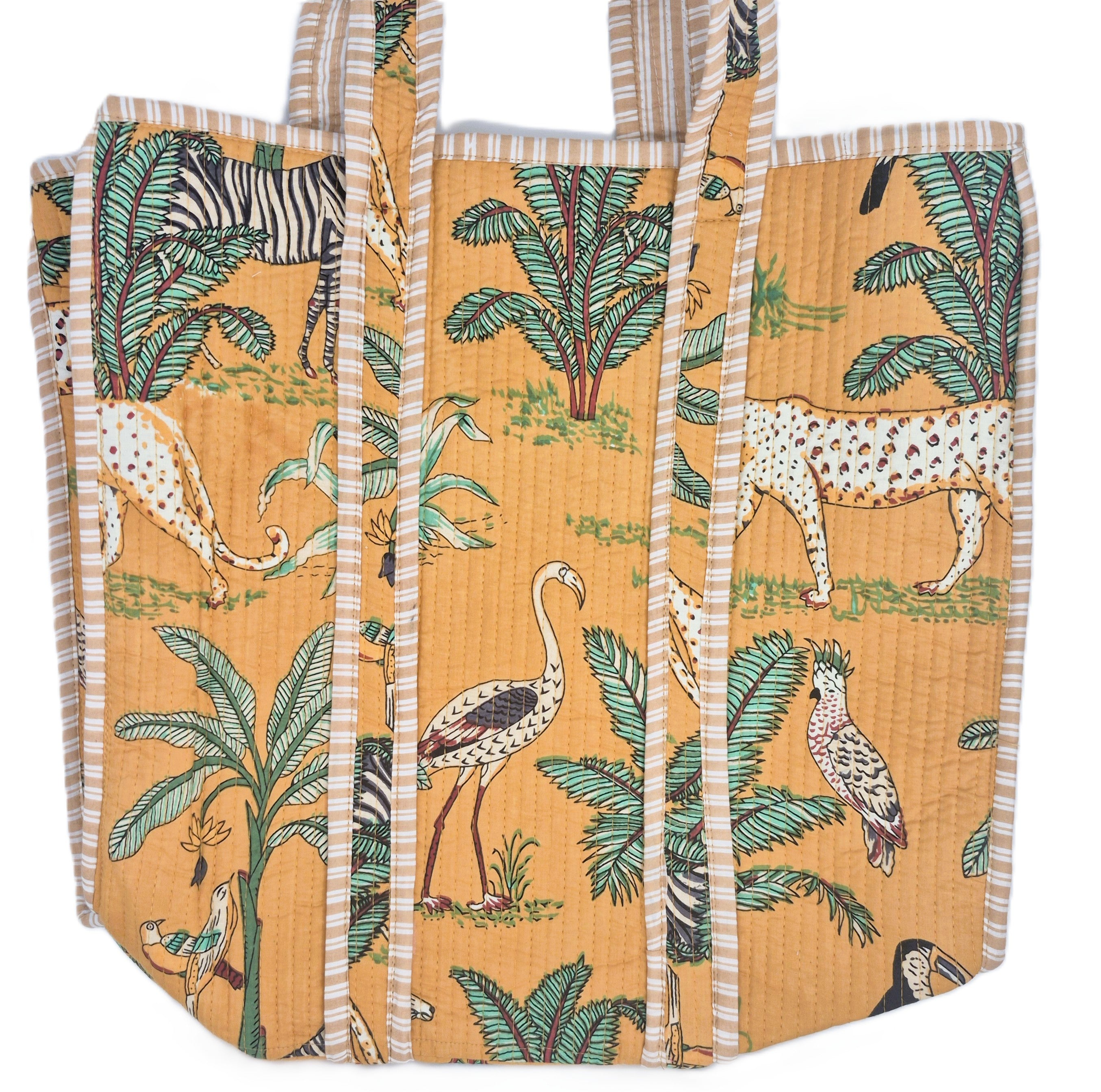 Block Print Shopper Bag Safari, part of the Handbags collection at Inside Living Singapore, side view.
