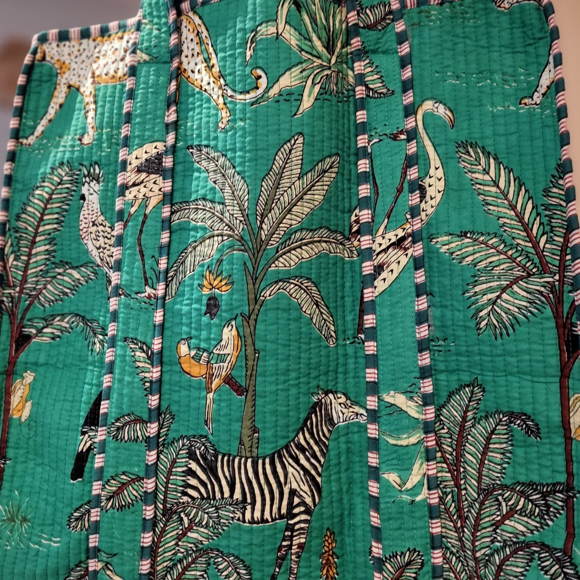 Block Print Shopper Bag Safari, part of the Handbags collection at Inside Living Singapore, styled in a home setting.
