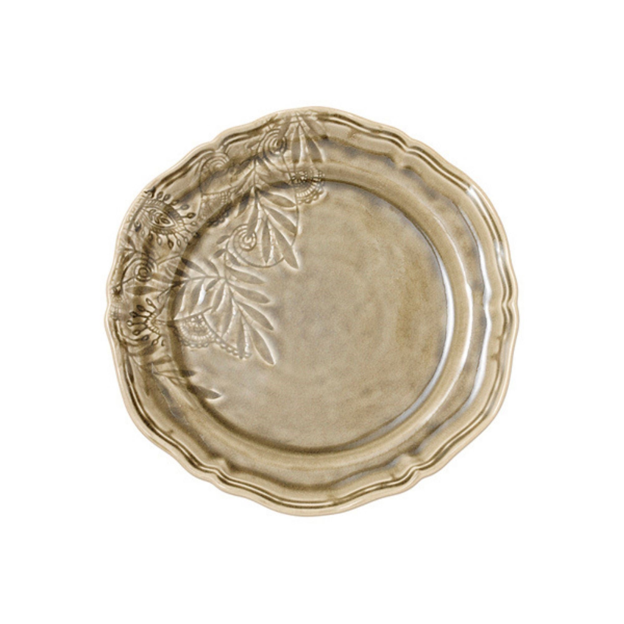 Ceramic dinner plate in sand glaze, 28 cm diameter, made in Portugal for everyday or festive dining