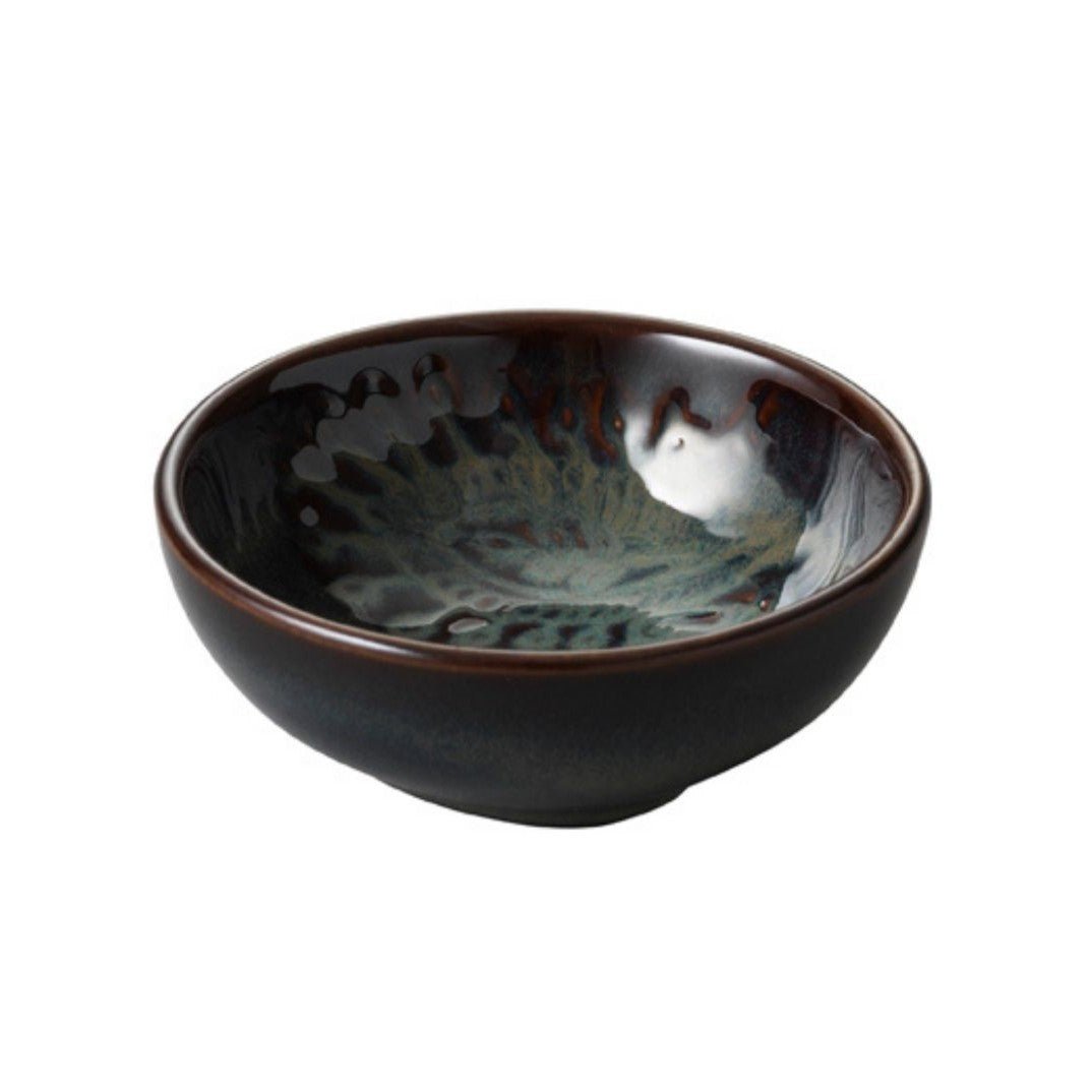 Small fig glaze ceramic dip bowl, handcrafted for sauces and snacks, from Inside Living Singapore Front view.