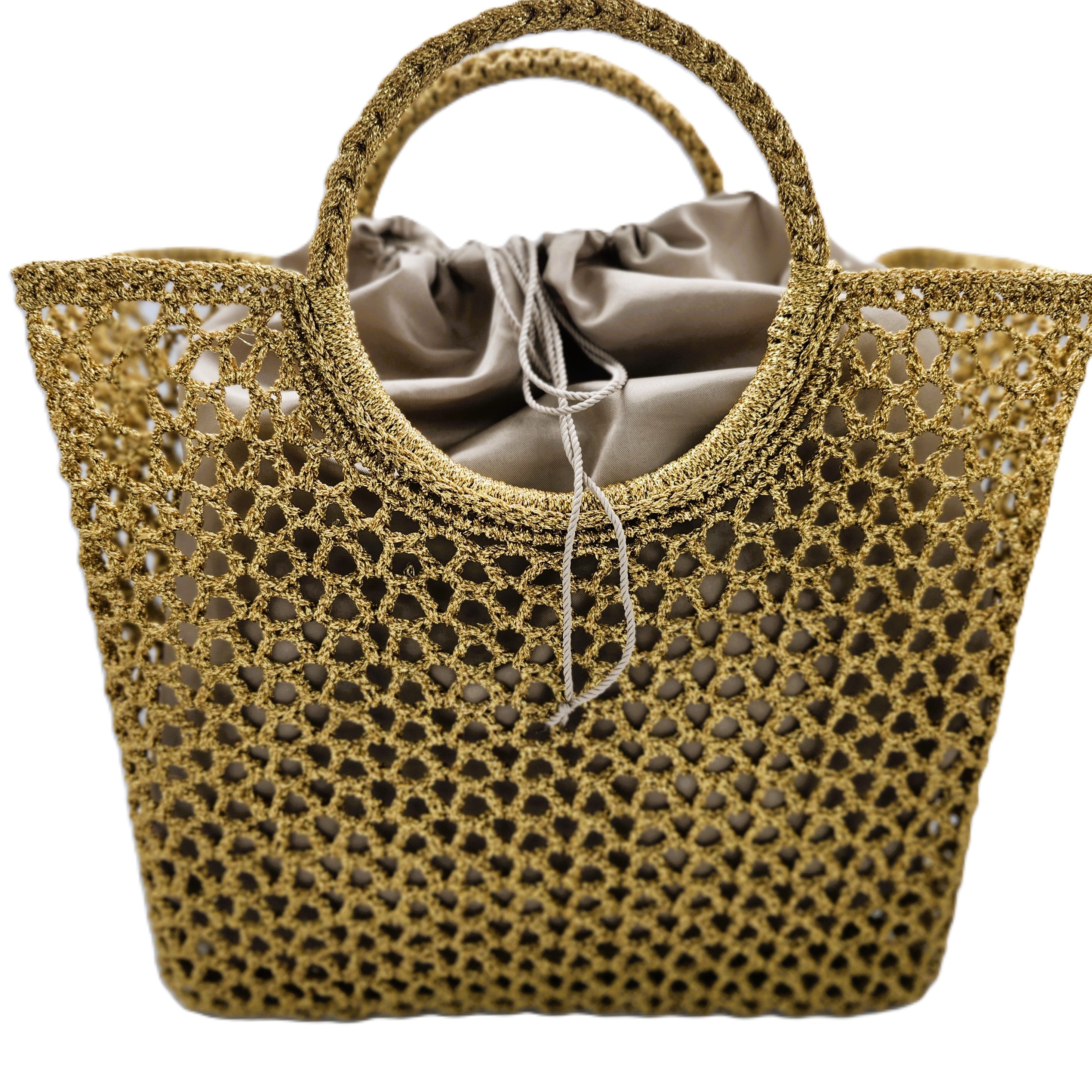 Summer basket from Inside Living, woven natural-fibre basket for storage, shopping or home display, side view