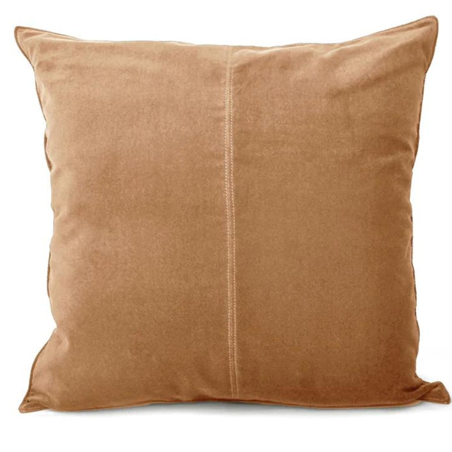 Caramel cotton velvet cushion, 50 x 50 cm, with a soft pile and concealed back zip for sofa or bed