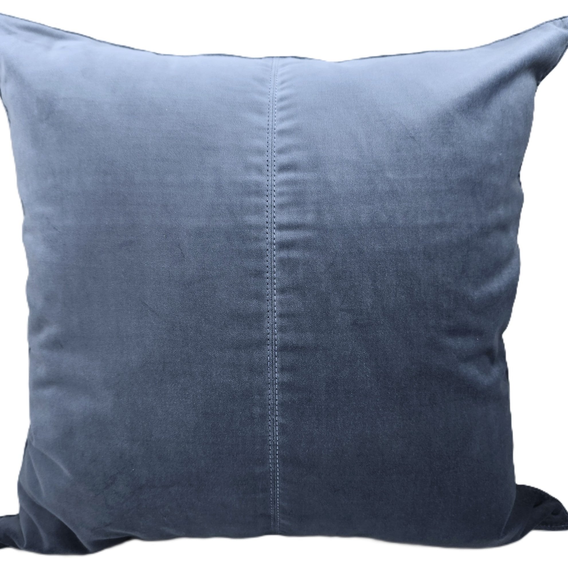 Denim blue cotton velvet cushion cover, 50 x 50 cm, concealed back zip, inner sold separately