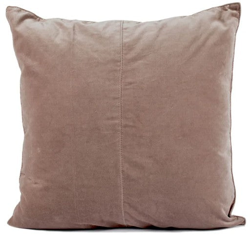 Dusty pink cotton velvet cushion cover with a concealed back zip, 50 x 50 cm, inner sold separately