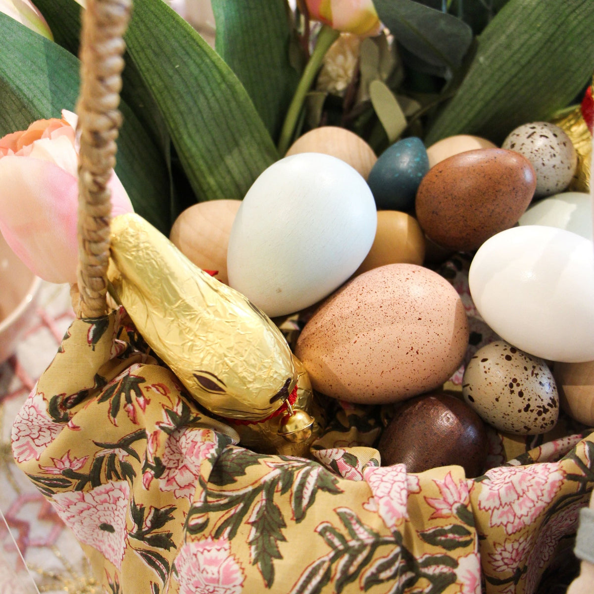 Painted wooden eggs in assorted sizes and colours from another angle, a reusable Easter decoration for the home