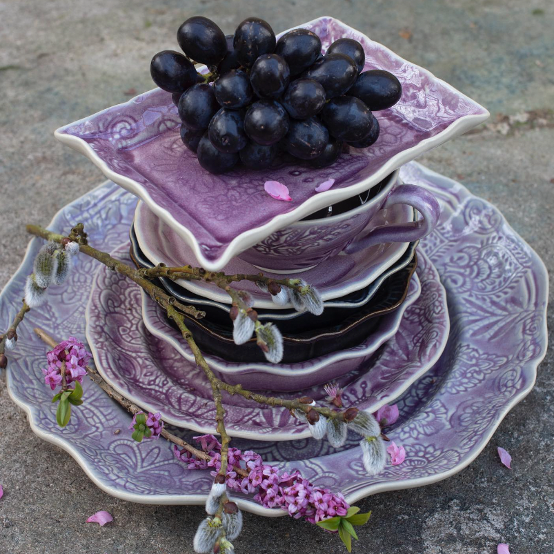 Appetizer Plate Ceramic Lavender, side view, from the Inside Living Singapore homeware collection.