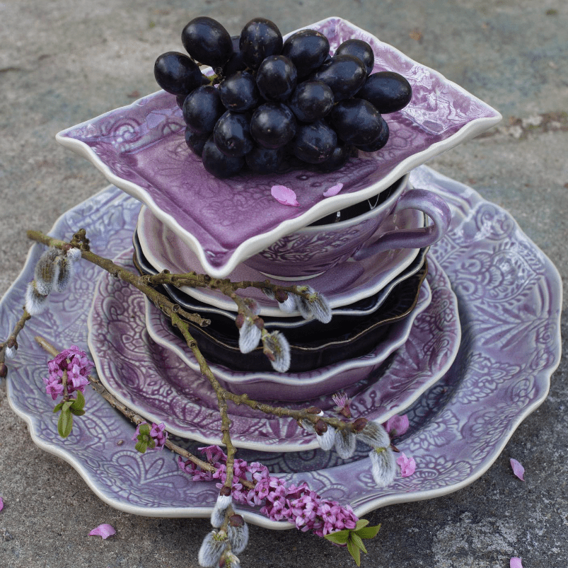 Appetizer Plate Ceramic Lavender, side view, from the Inside Living Singapore homeware collection.