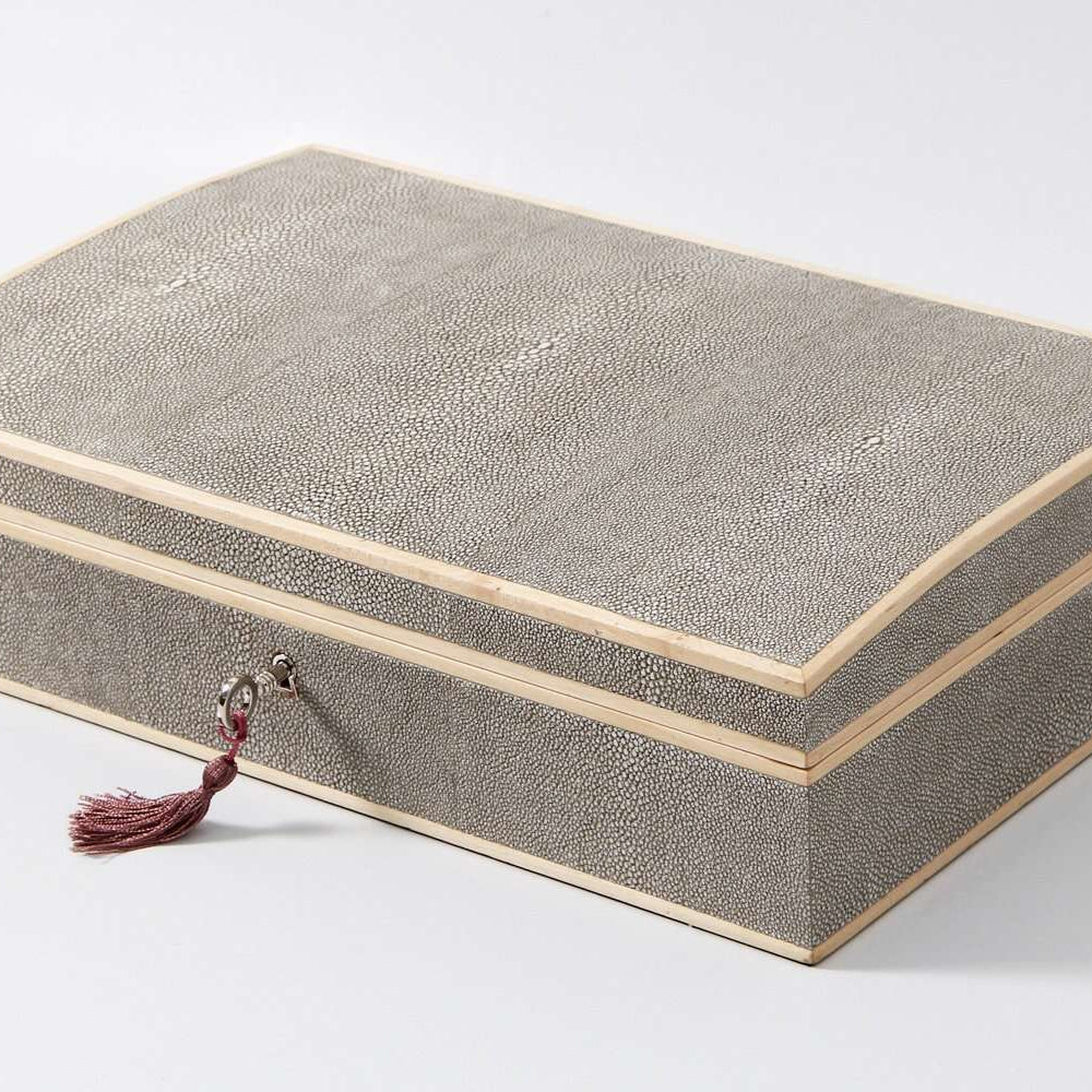 Faux Shagreen Avalon Jewellery Box Barley, available at Inside Living Singapore, detail of the design.