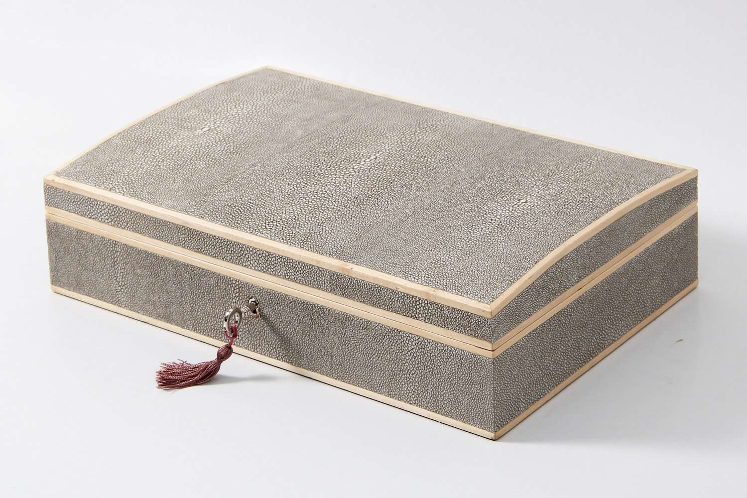 Faux Shagreen Avalon Jewellery Box Barley, available at Inside Living Singapore, detail of the design.