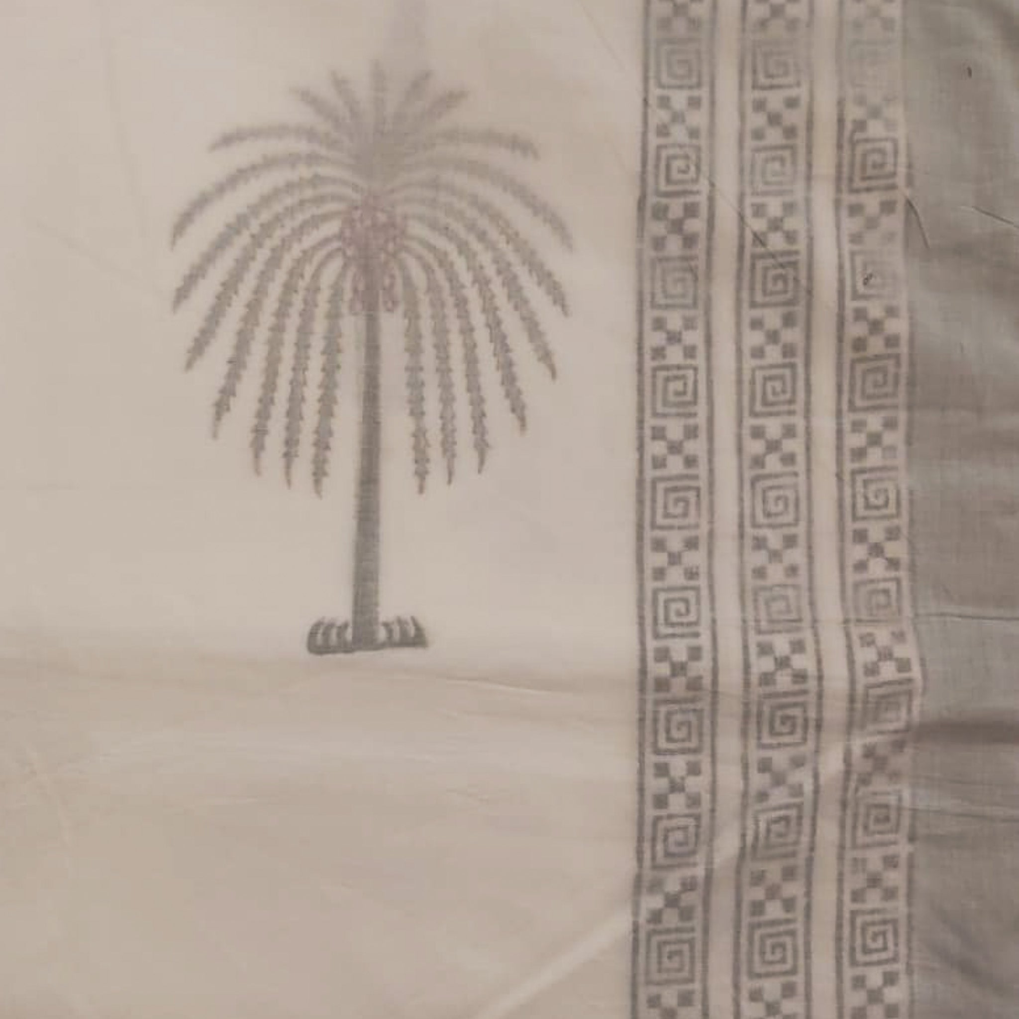 Dohar King lightweight cotton summer blanket with traditional block-print design, from Inside Living Singapore Side view.