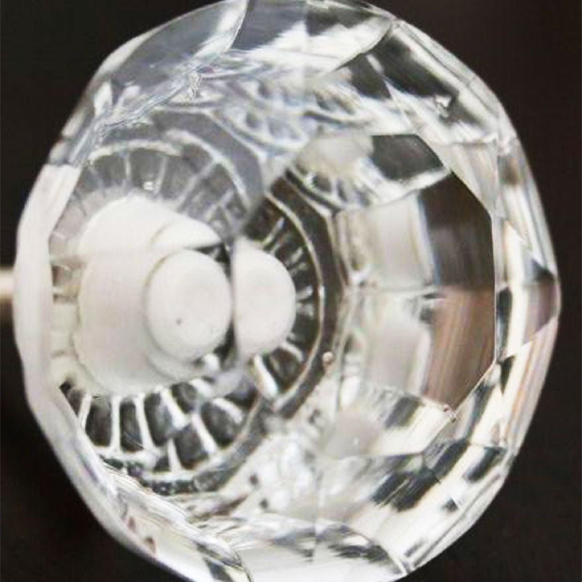 Set of two faceted clear glass door knobs, 44 mm, blending traditional and contemporary design