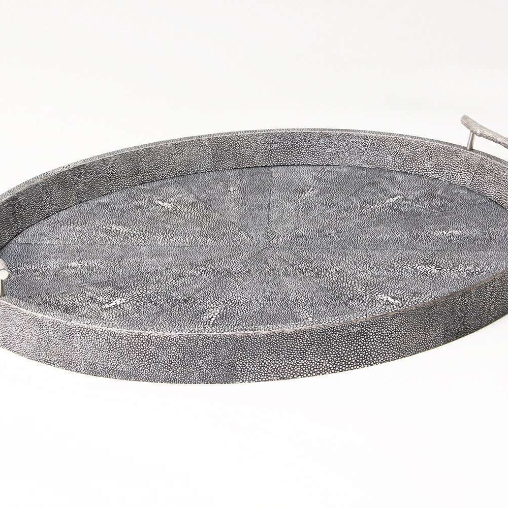 Faux Shagreen Oval Serving Tray Charcoal, detail view - buy homeware, tableware and interior accessories at Inside Living