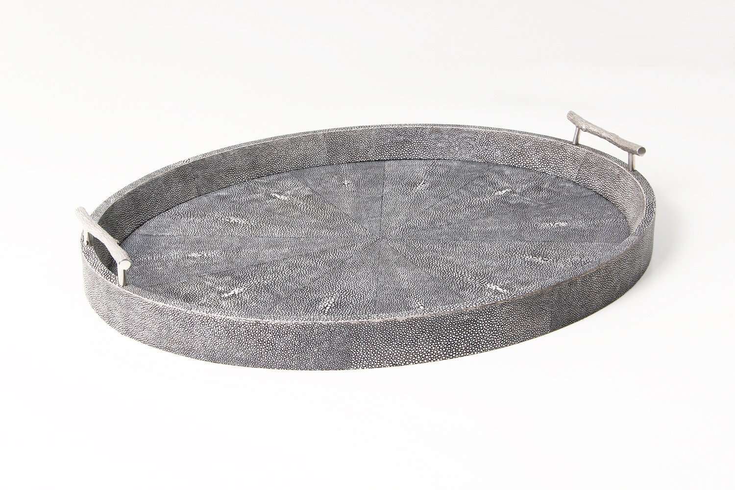 Faux Shagreen Oval Serving Tray Charcoal, detail view - buy homeware, tableware and interior accessories at Inside Living