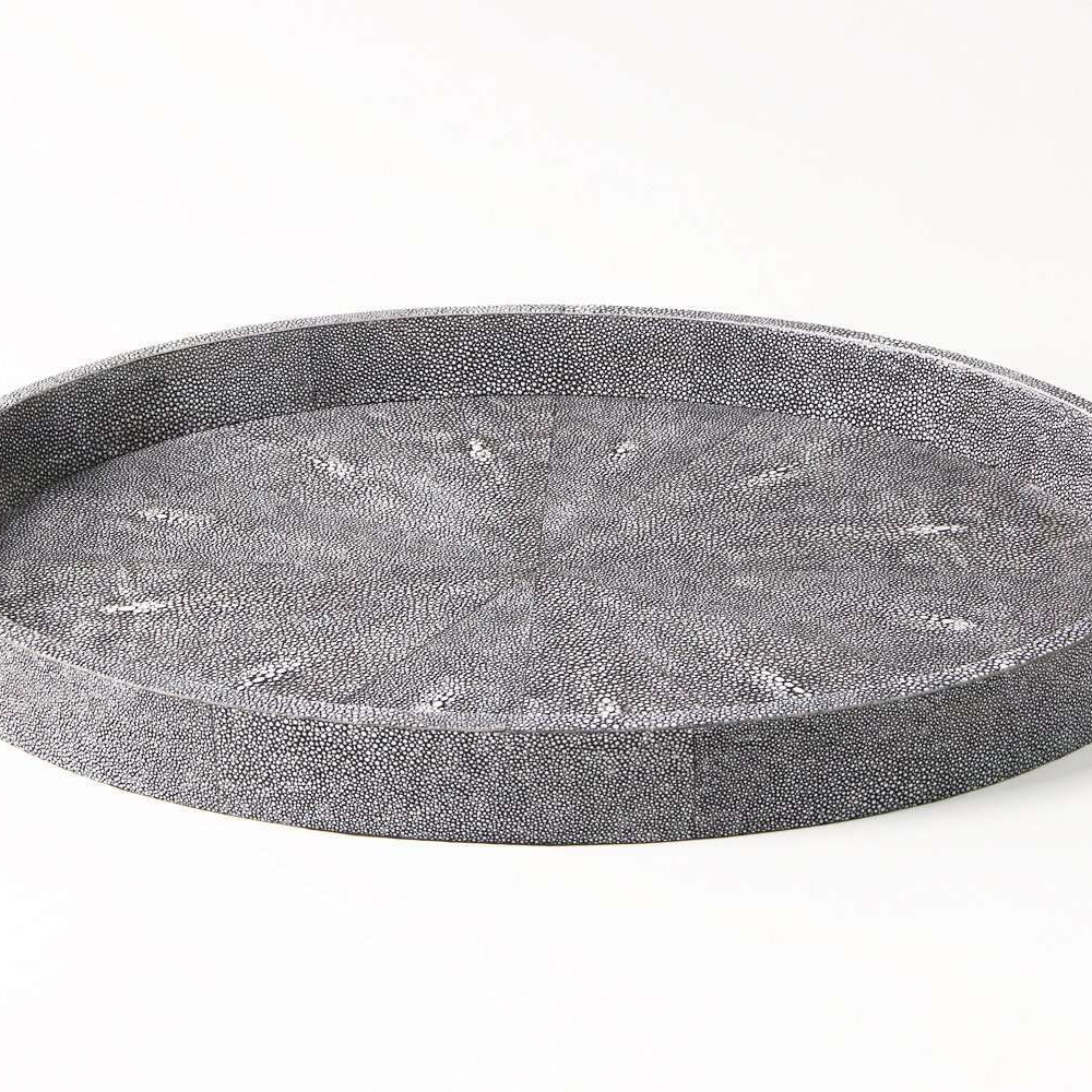 Faux Shagreen Oval Serving Tray Charcoal, alternative angle - buy homeware, tableware and interior accessories at Inside