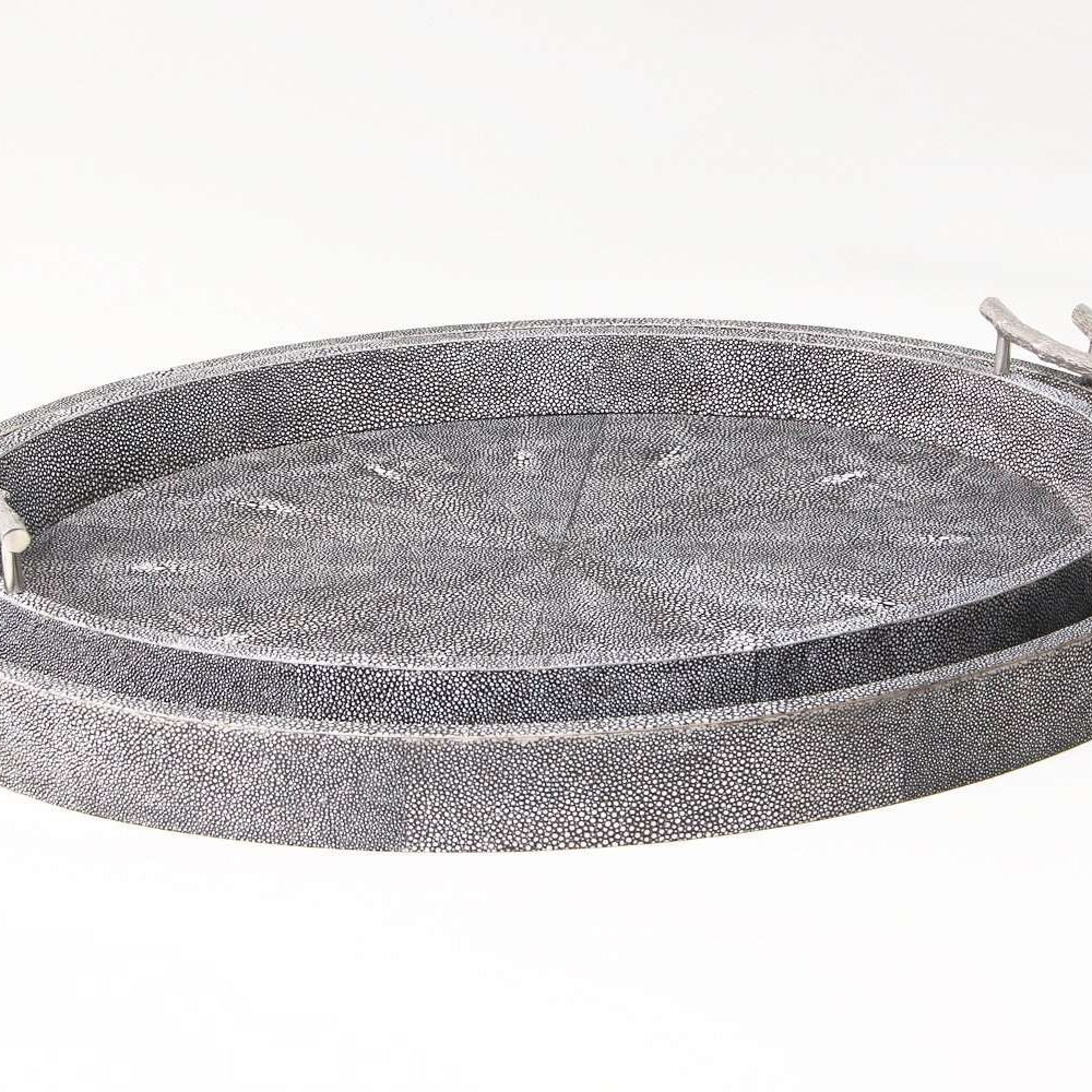 Faux Shagreen Oval Serving Tray Charcoal, side view - buy homeware, tableware and interior accessories at Inside Living