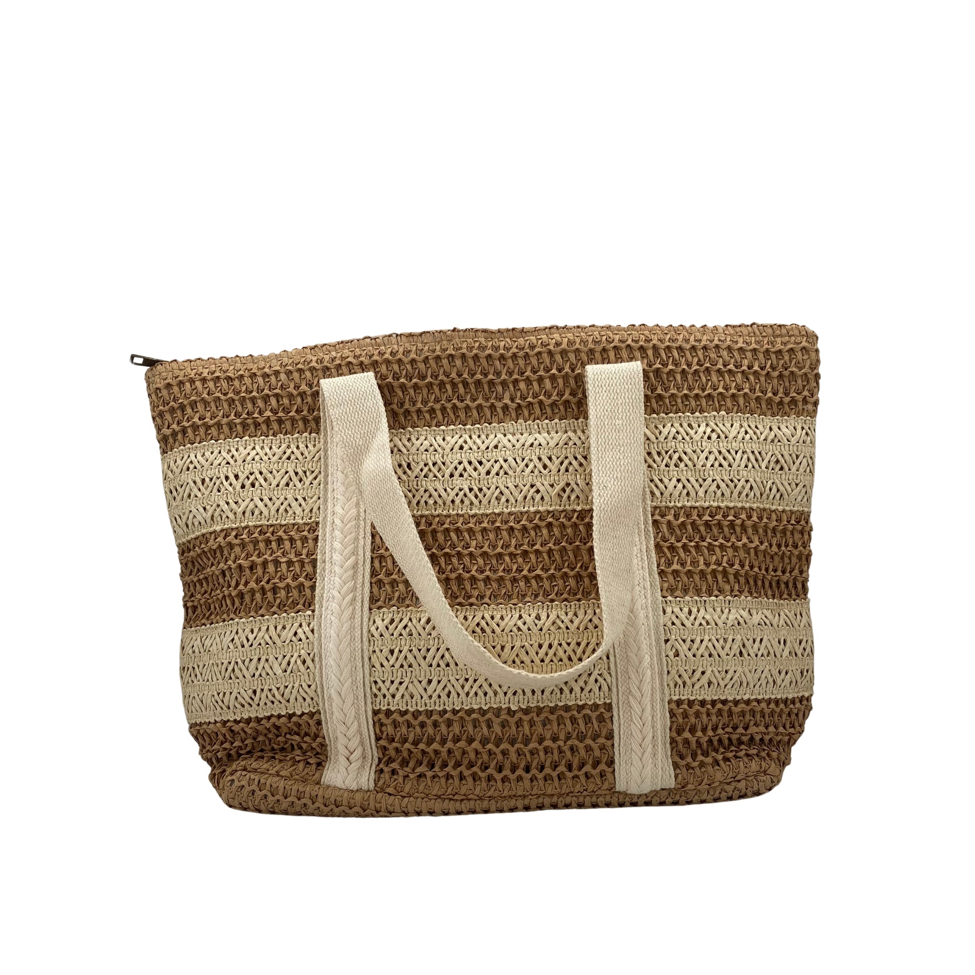 Raphia Beach Bag Striped detail view, bags from Inside Living Singapore.