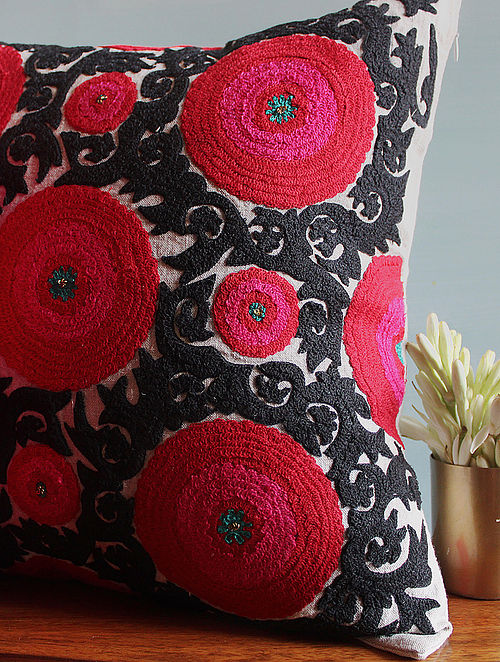 Suzani Linen Cushion Balqash, styled in a room setting, from the Inside Living Singapore homeware collection.