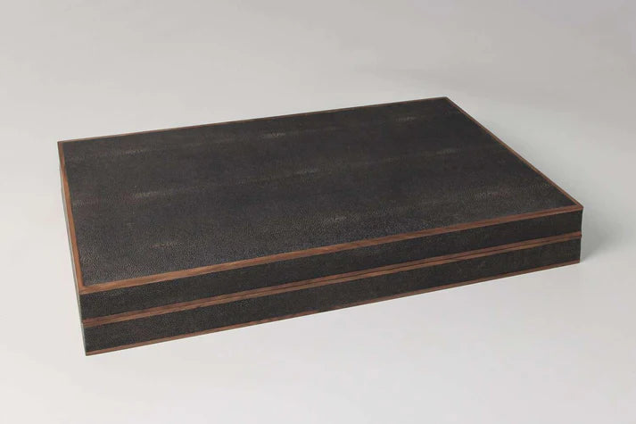 Faux Shagreen Backgammon Board Seal Brown, available at Inside Living Singapore, detail of the design.