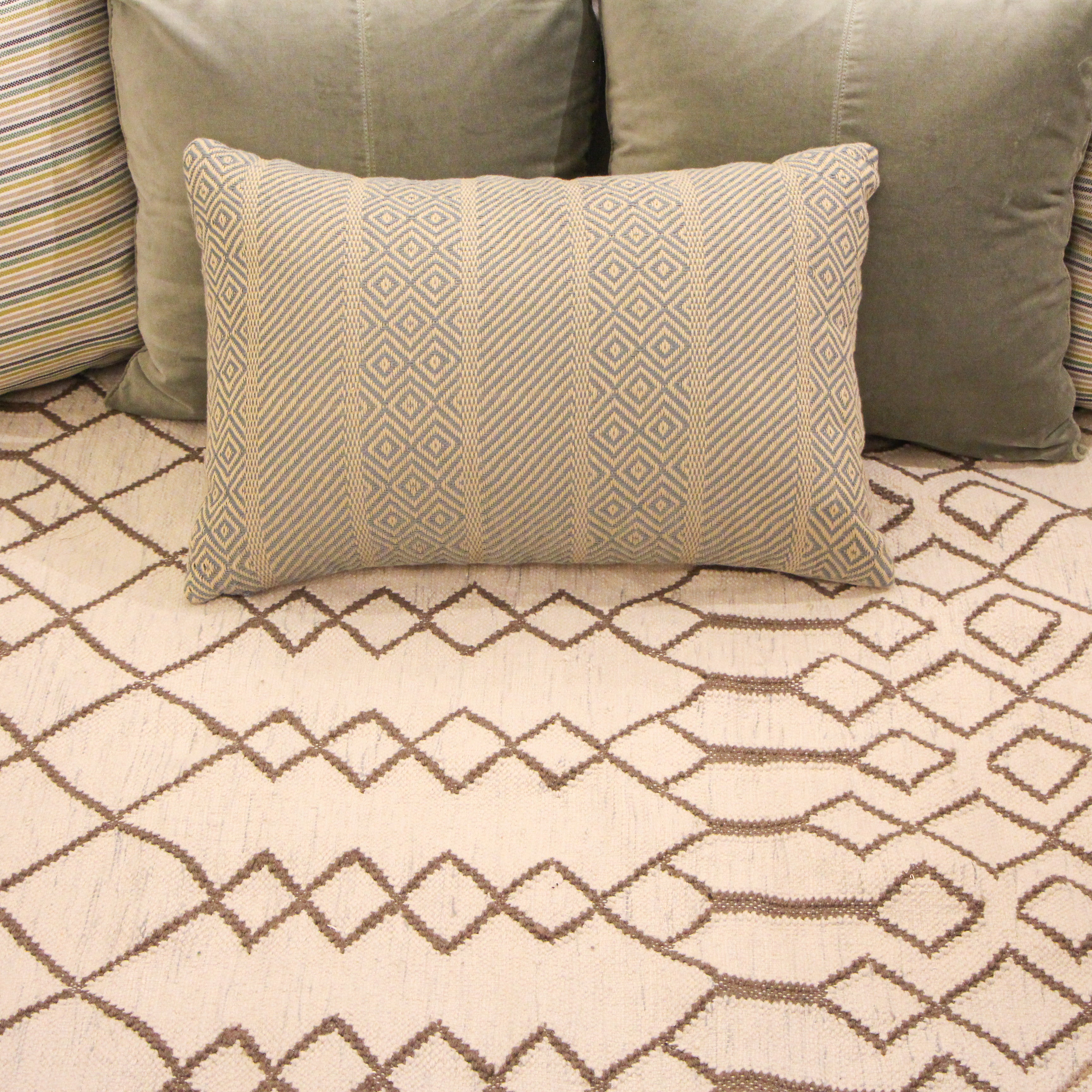 Tangier Medina rug texture close-up, woven Moroccan-style rug pattern, hard-wearing decorative floor covering.