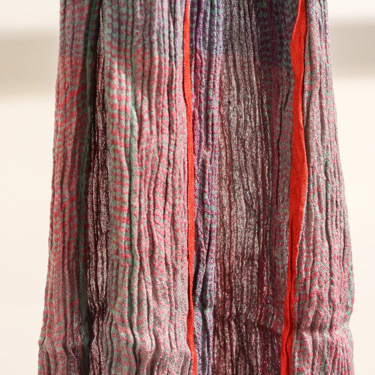 Handwoven Silk Scarf Stripes Multi, detail view, from the Inside Living Singapore homeware collection.