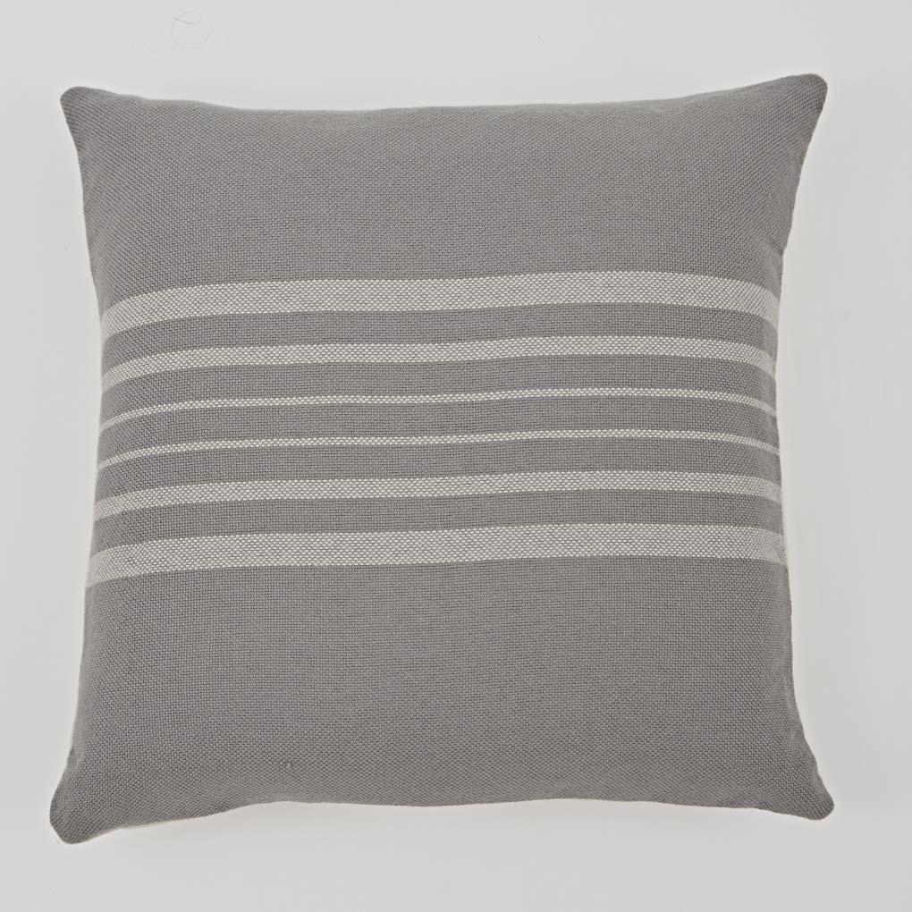 Grey and linen Antibes cushion, decorative scatter cushion in grey and natural linen for sofa or bed.