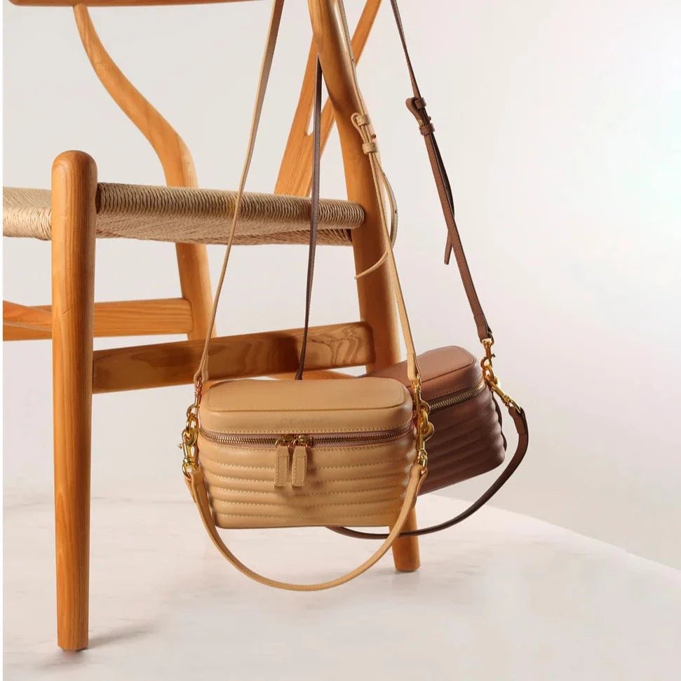 Quilted stripes bag in yellow, quilted striped handbag, a bright stylish everyday shoulder or tote bag.