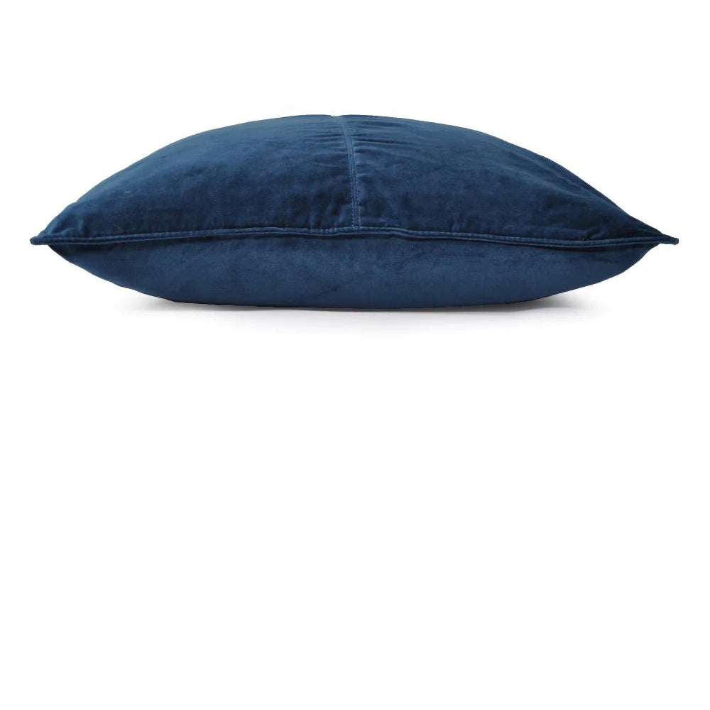 Navy blue velvet cushion, 50 x 50 cm, for sofa or bed styling, from Inside Living Singapore Front view.