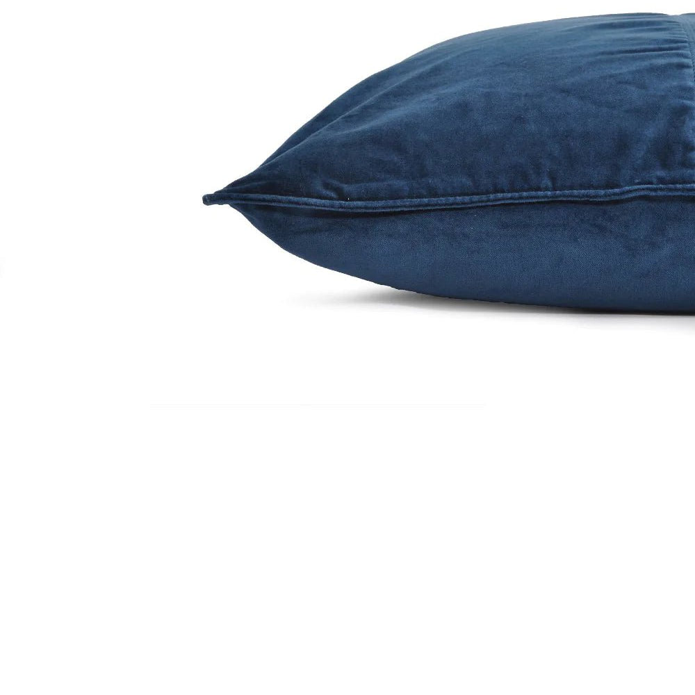 Navy blue velvet cushion, 50 x 50 cm, for sofa or bed styling, from Inside Living Singapore Side view.