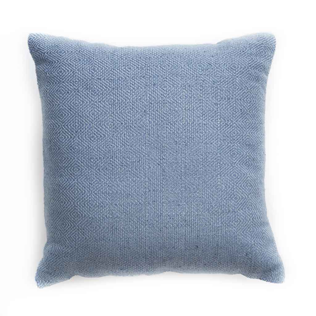 Capri diamond cushion, decorative scatter cushion with a geometric diamond design in Capri blue for sofa or bed.