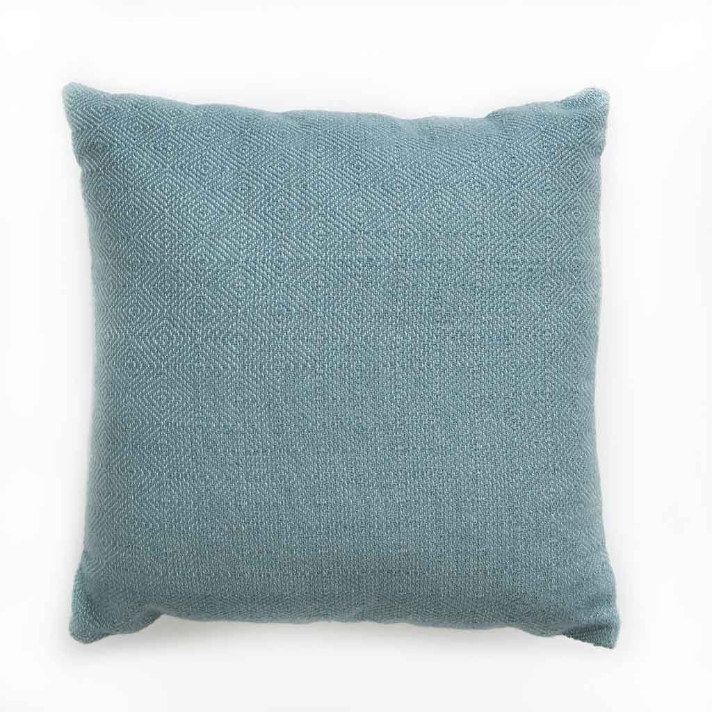 Teal diamond cushion, decorative scatter cushion with a geometric diamond design in teal for sofa or bed.