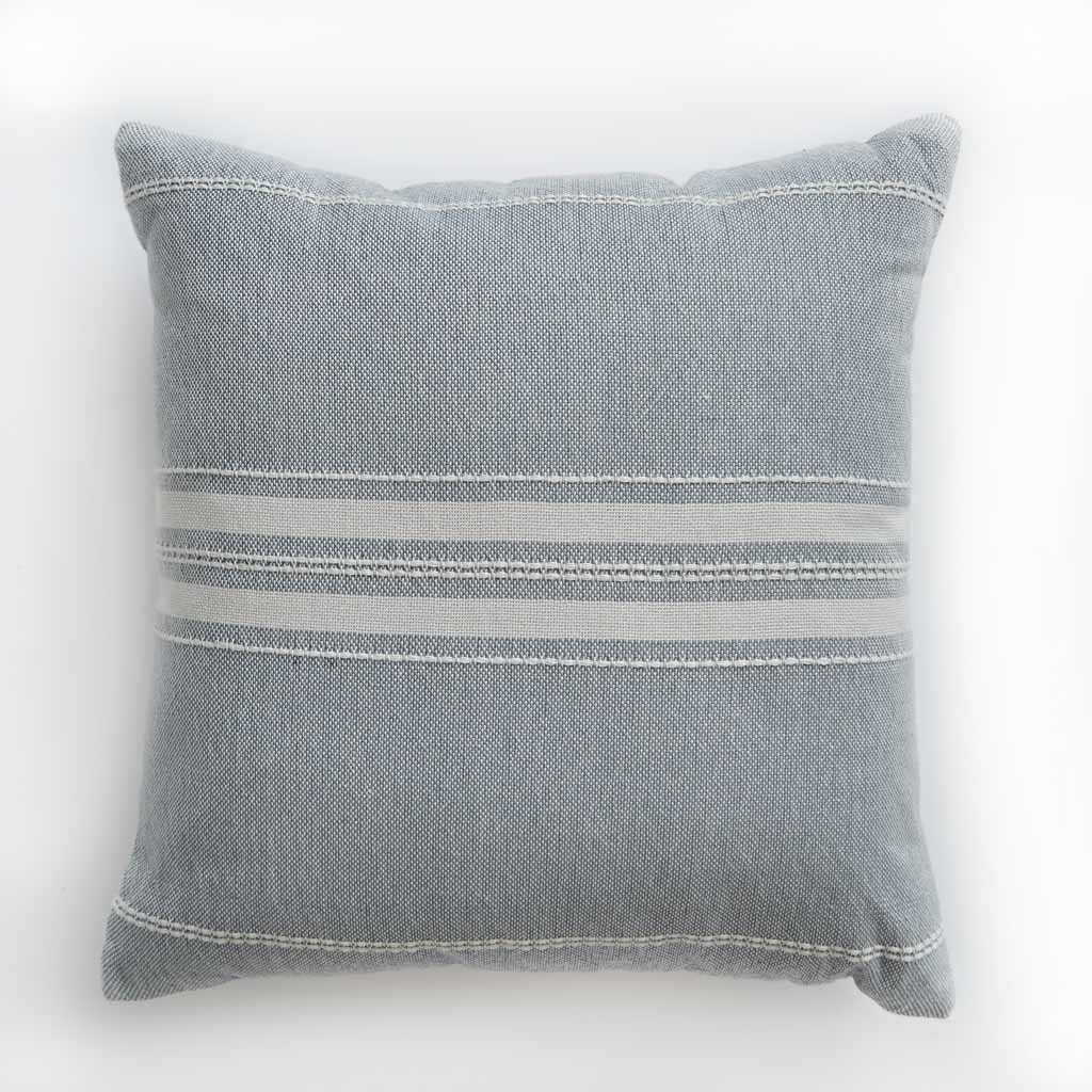 Duck egg Marseille cushion, decorative scatter cushion in soft duck egg blue with a Marseille design for sofa.