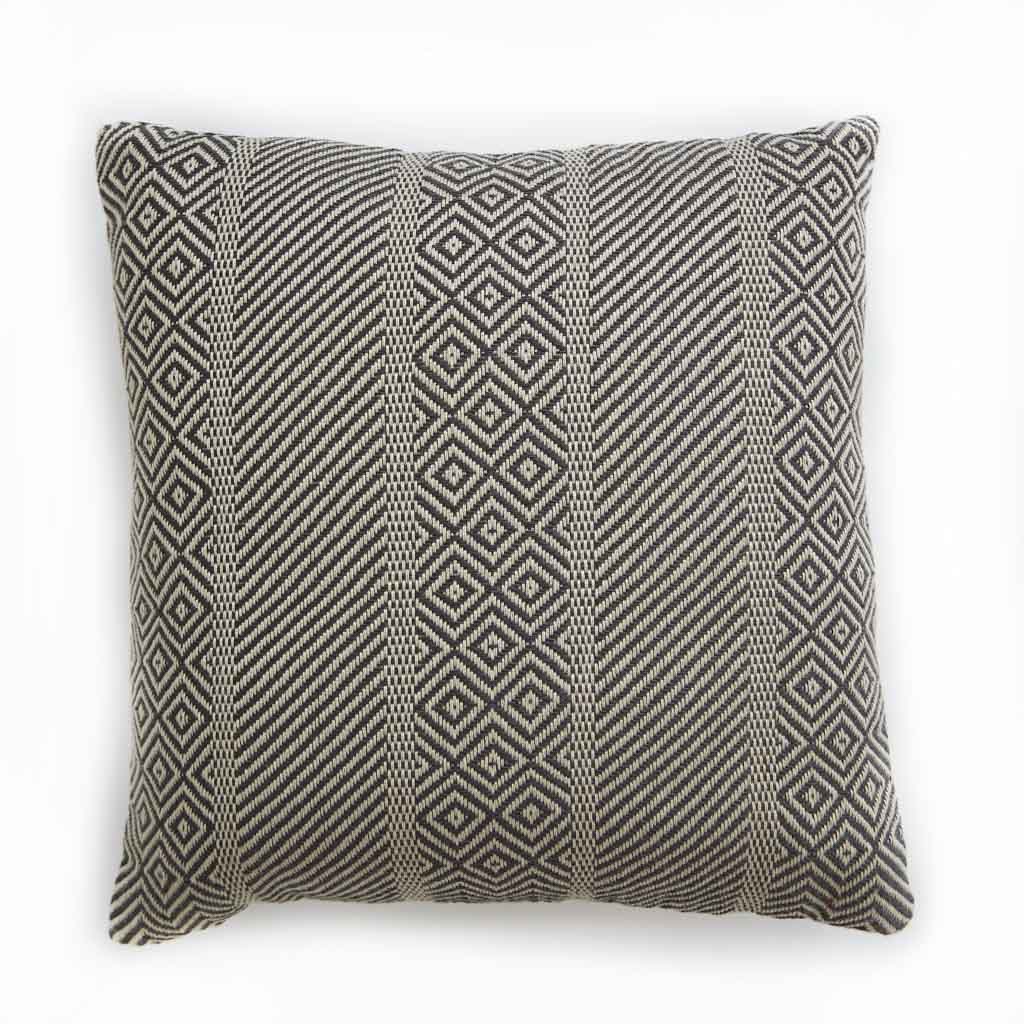 Charcoal Minerva cushion, decorative scatter cushion in charcoal grey with a Minerva design for sofa or bed.