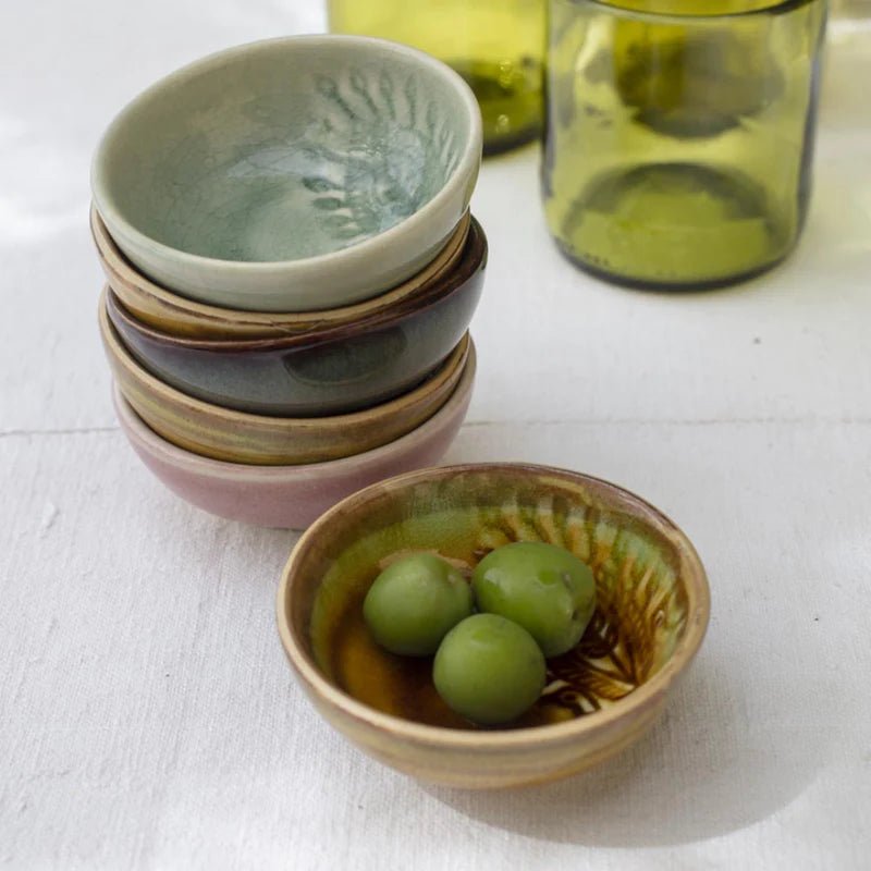 Sthal small dip bowl in lavender, white stoneware, 8 cm diameter, made in Portugal, side view