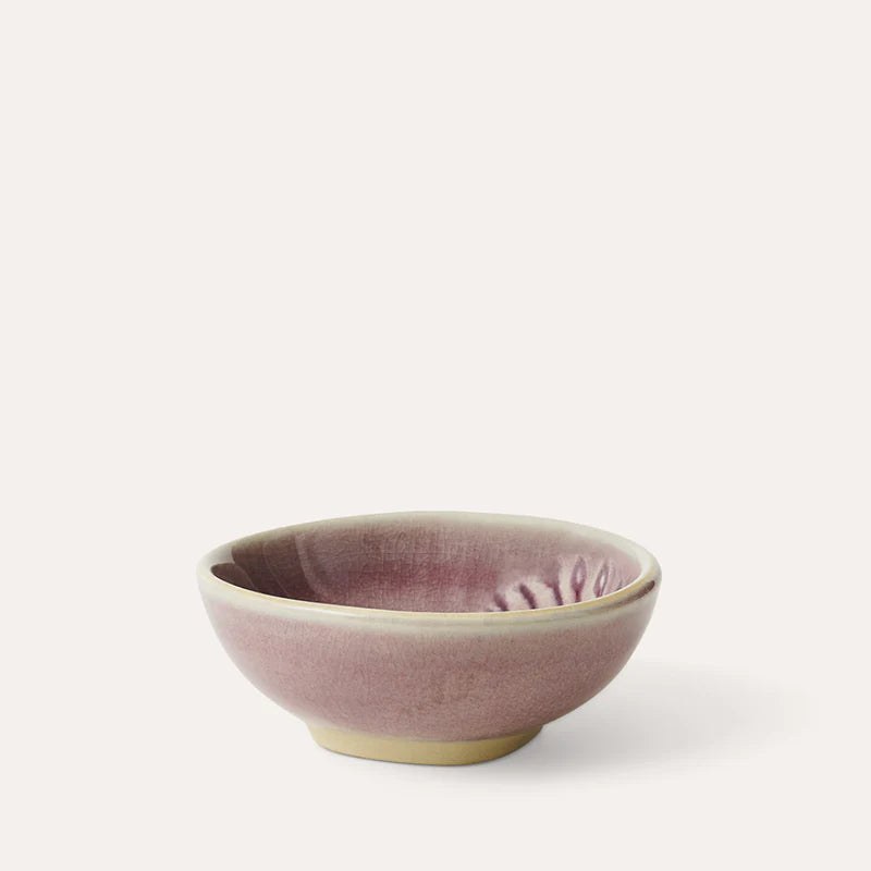 Sthal small dip bowl in lavender, white stoneware, 8 cm diameter, made in Portugal, detail view