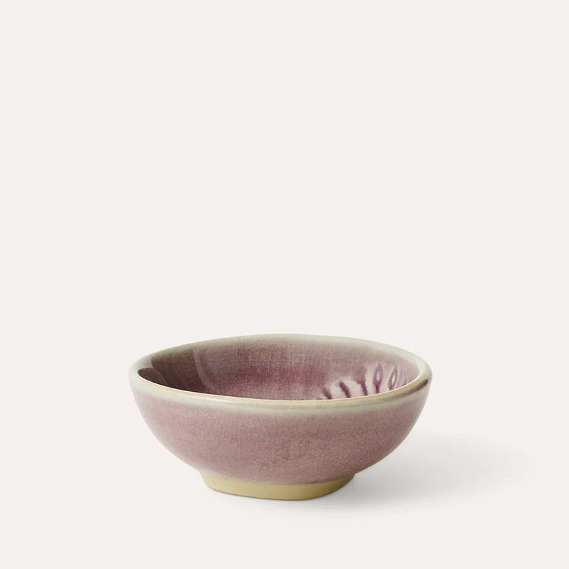 Sthal small dip bowl in lavender, white stoneware, 8 cm diameter, made in Portugal, detail view