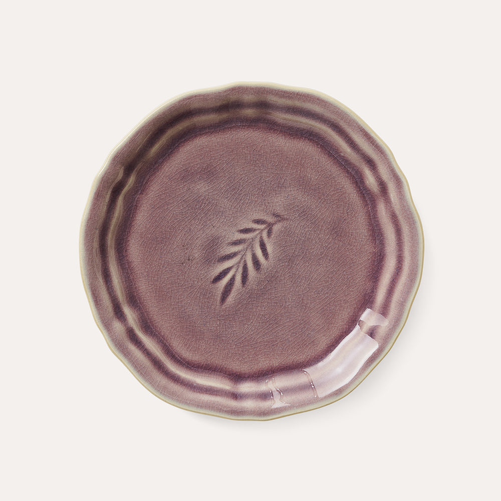 Ceramic side or amuse-bouche plate in lavender, 16 cm diameter, made in Portugal for starters or dim sum