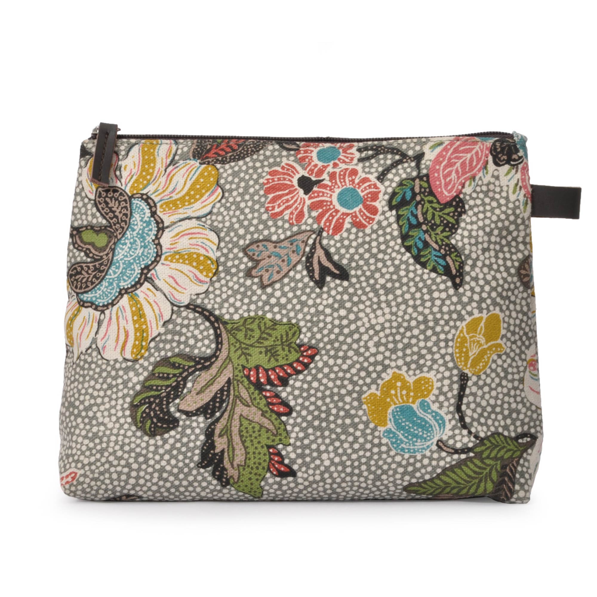 Cosmetic Bag Flower Linen Grey, Bath Accessories from Inside Living Singapore. Alternative angle.