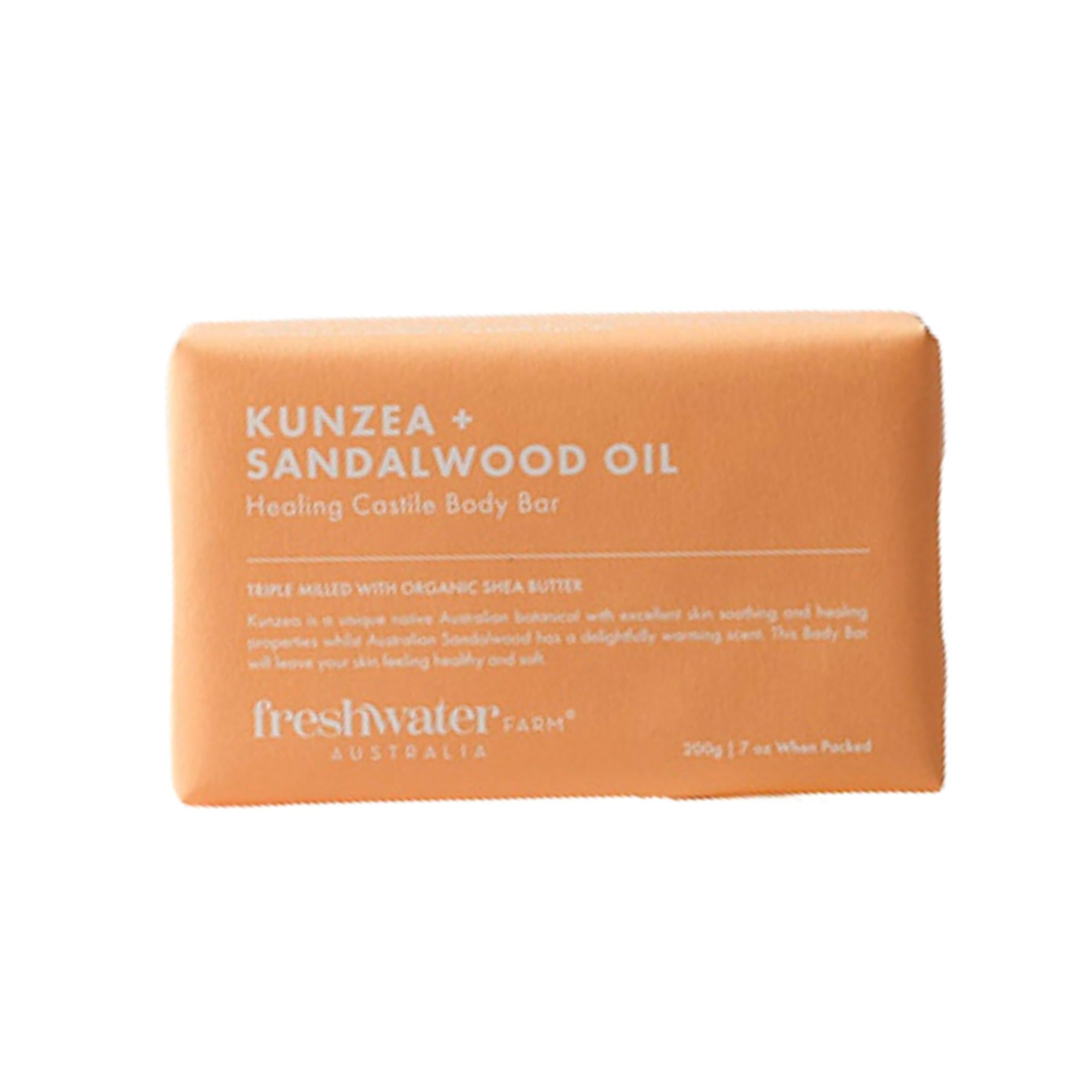 Kunzea + Sandalwood Oil Healing Body Bar 200g from Inside Living Singapore. Shown front view.
