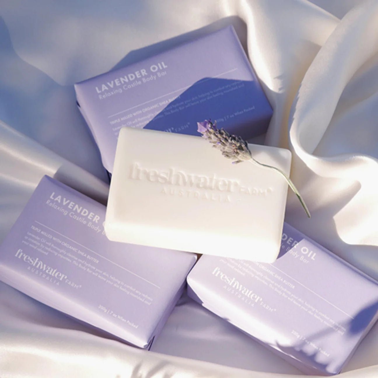 Lavender oil body bar, 200g French triple-milled soap with olive oil and shea butter, cleansing and hydrating