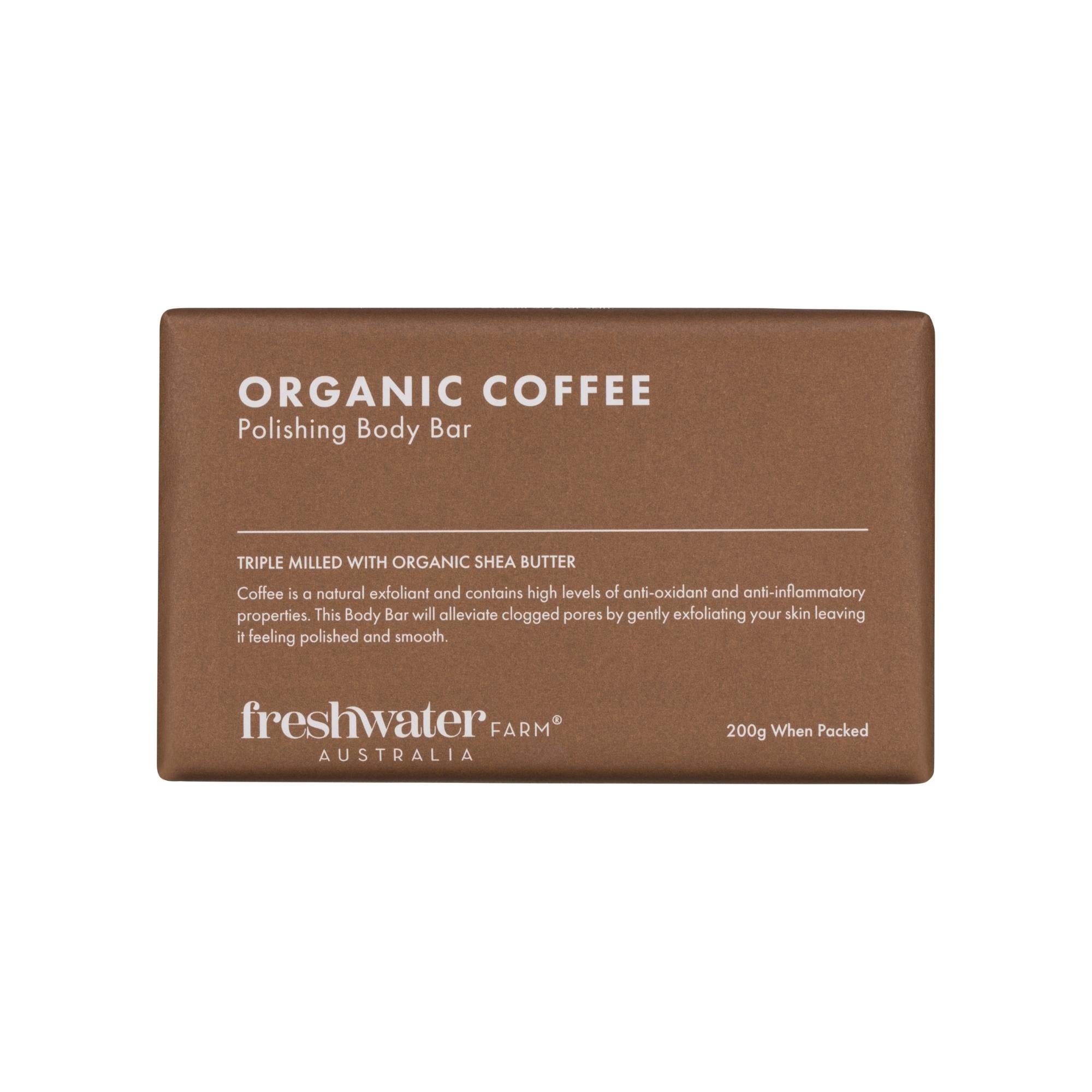 Organic Coffee Polishing Body Bar 200g from Inside Living Singapore. Shown front view.