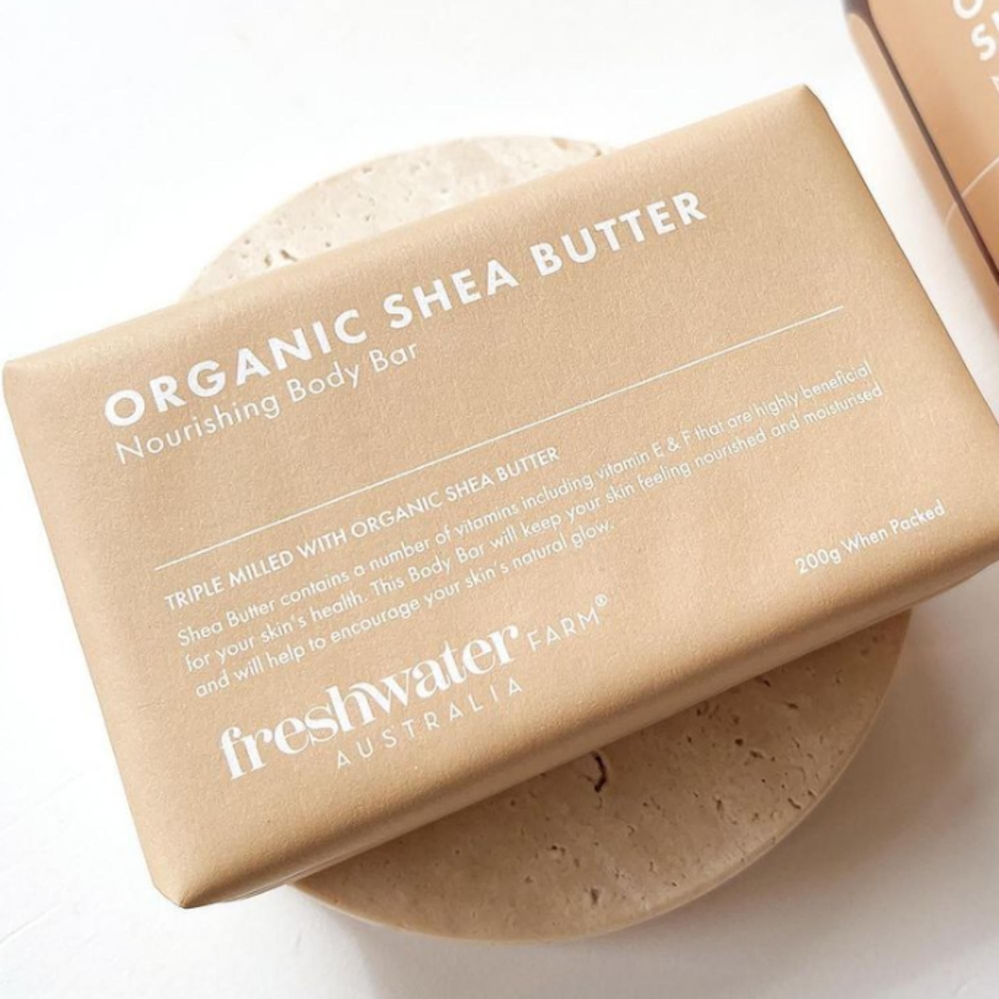 Organic shea butter body bar, 200g French triple-milled soap with olive oil, made in Australia