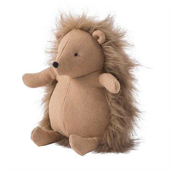 Ray the hedgehog soft toy in brown, 25 x 24 cm, a charming gift, from Inside Living Singapore Front view.