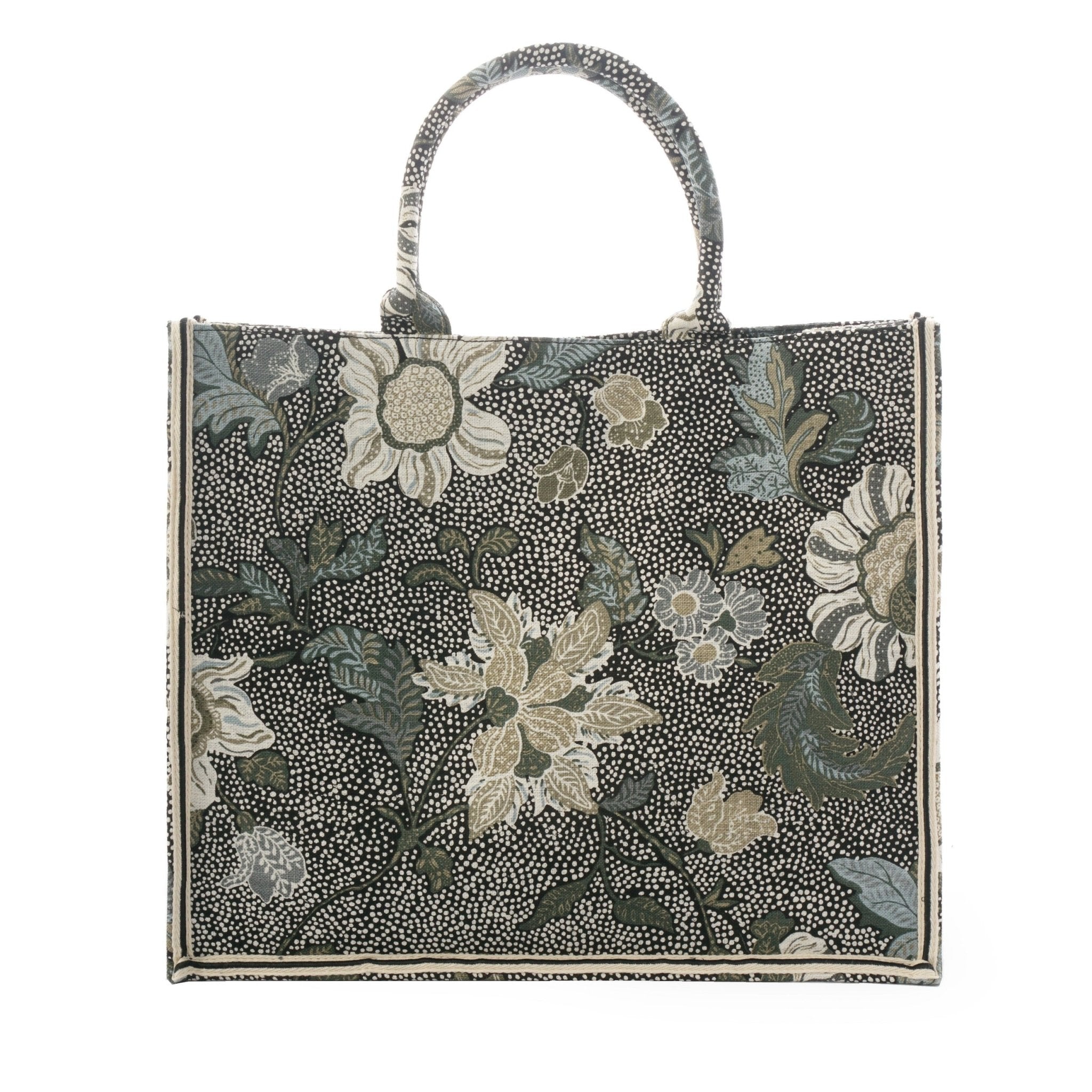 Shopper Flower Linen Black, bag from Inside Living Singapore. Styled in a home setting.